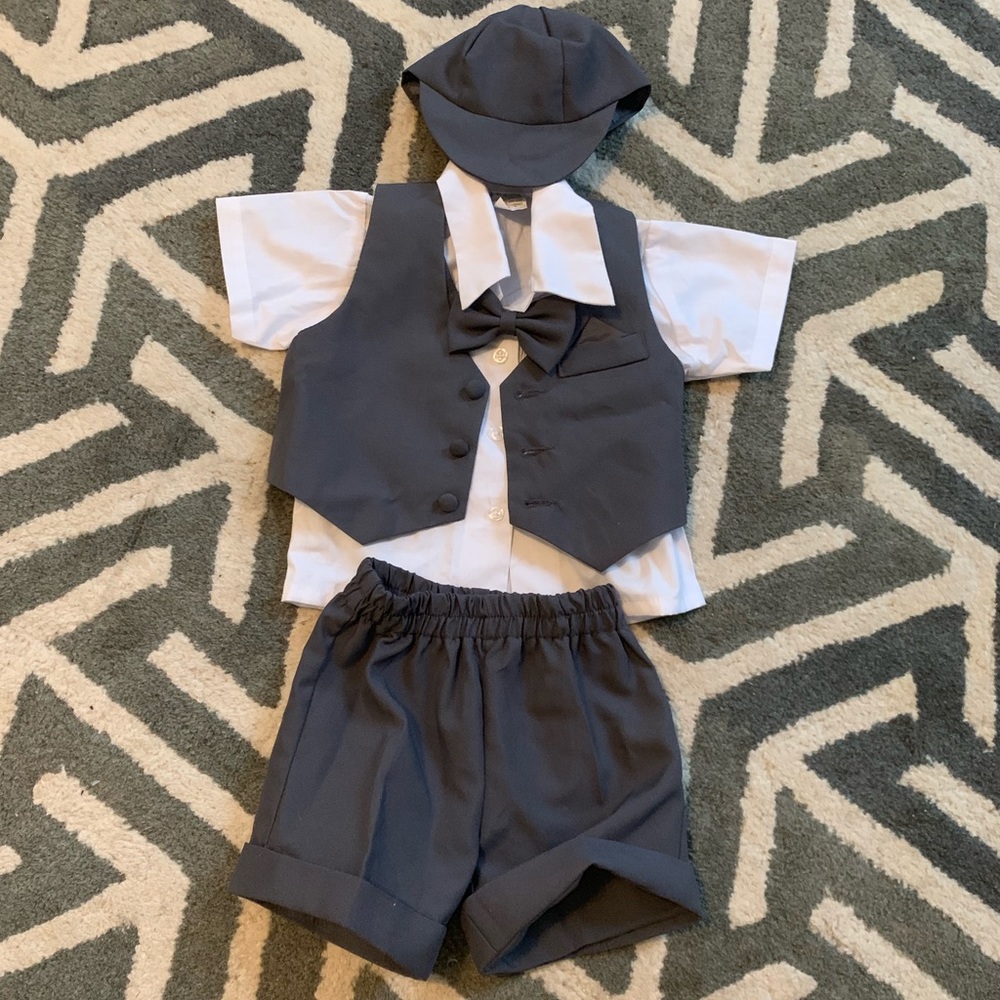 12-18M 5pc Formal shorts suit w hat & bow tie
